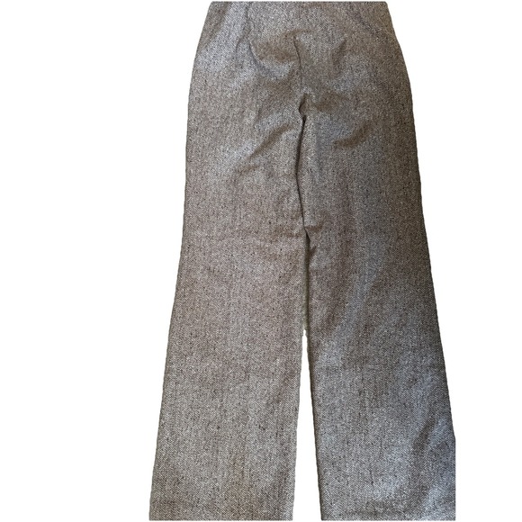 TALBOTS Wool Blend Wide Leg Pants Herringbone Pattern Brown Beige SZ 6 - Picture 1 of 9
